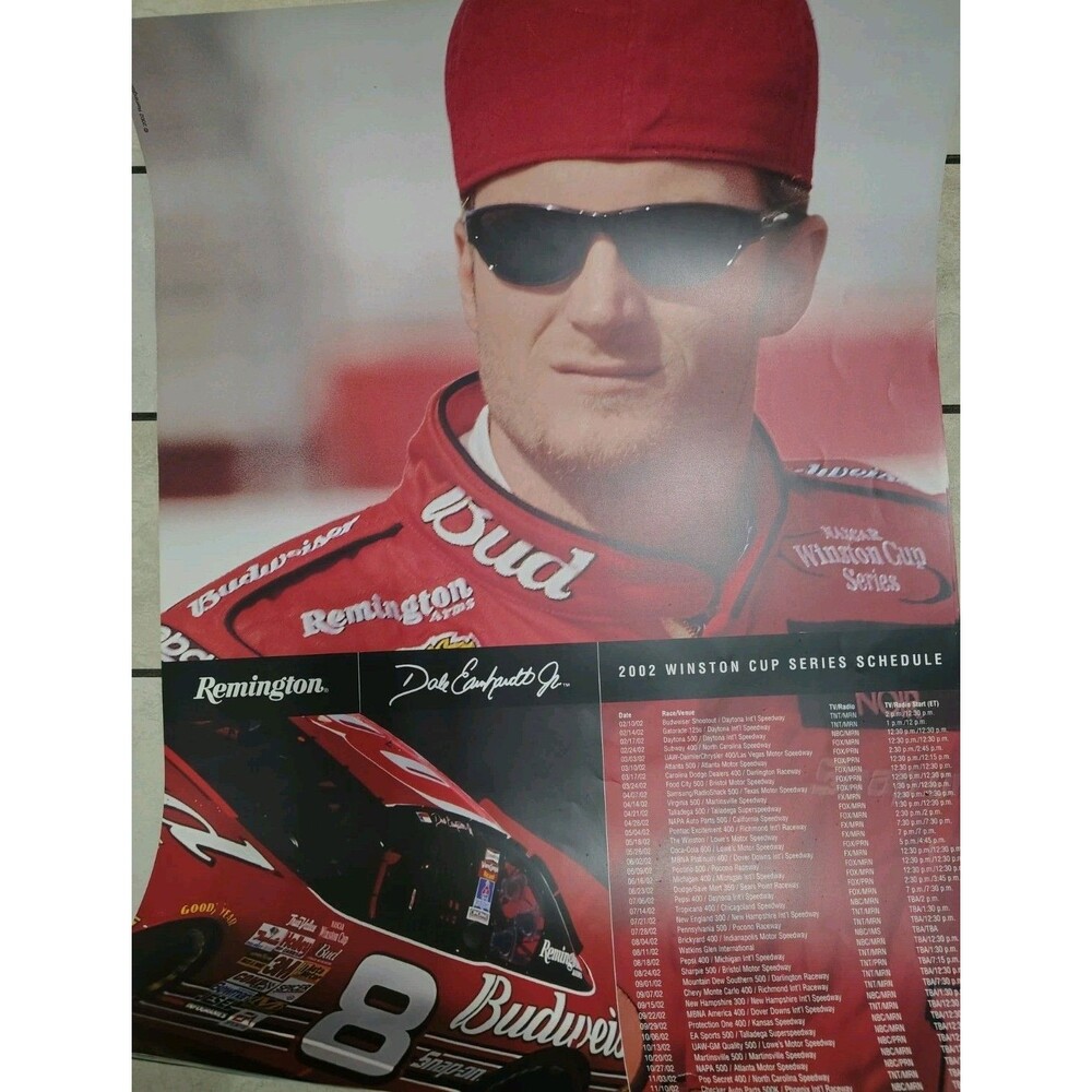 Dale Earnhardt Jr.  poster Winston Cup 2002 Schedule Nascar Racing Reminton Bud